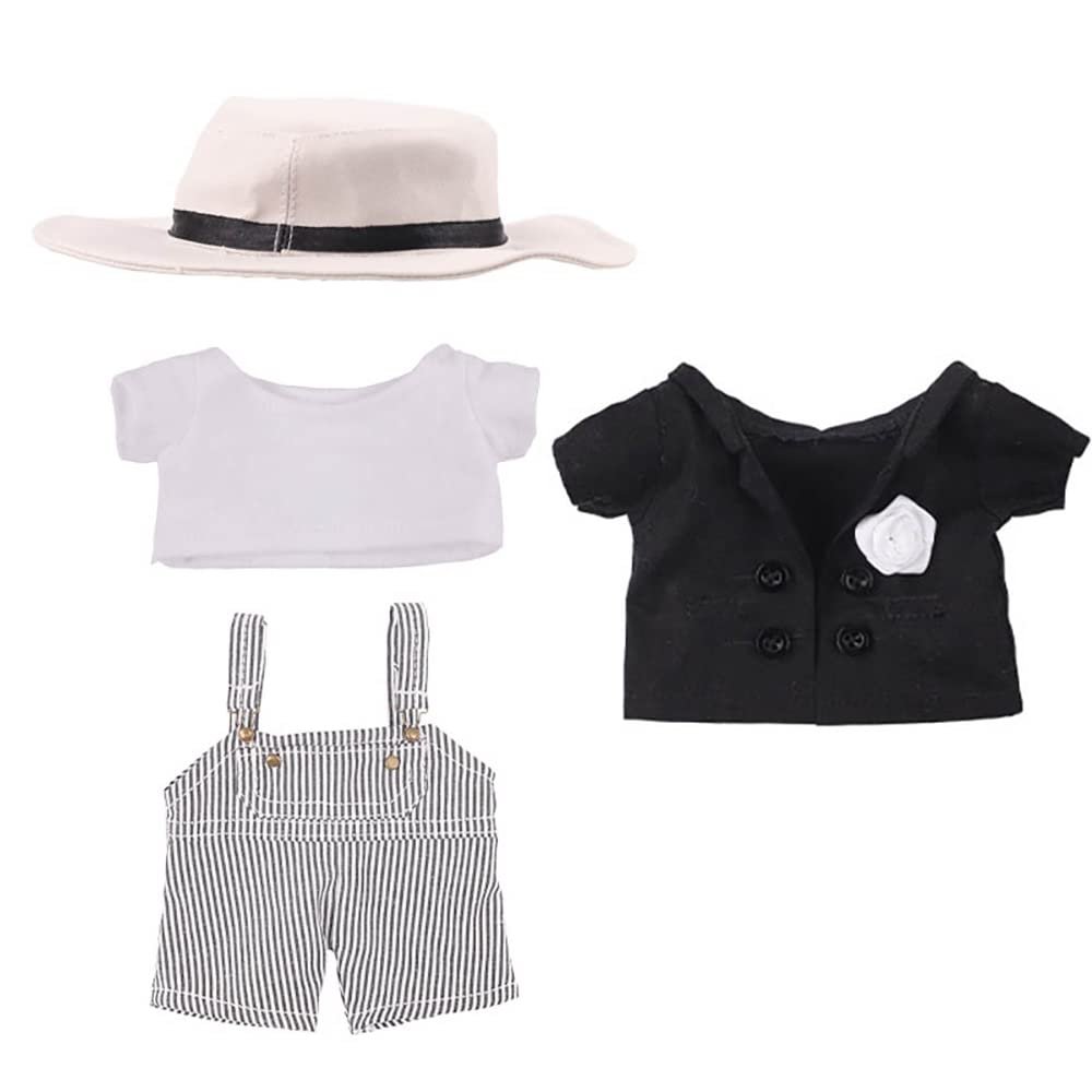 niannyyhouse Uniform Suit 7.8in/20cm Plush Doll Clothes Accessories Hat Coat T-Shirt Overalls