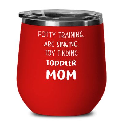 Abc Wine Tumbler - Potty training, ABC singing, toy finding toddler mom - Funny Gift idea 12oz, red