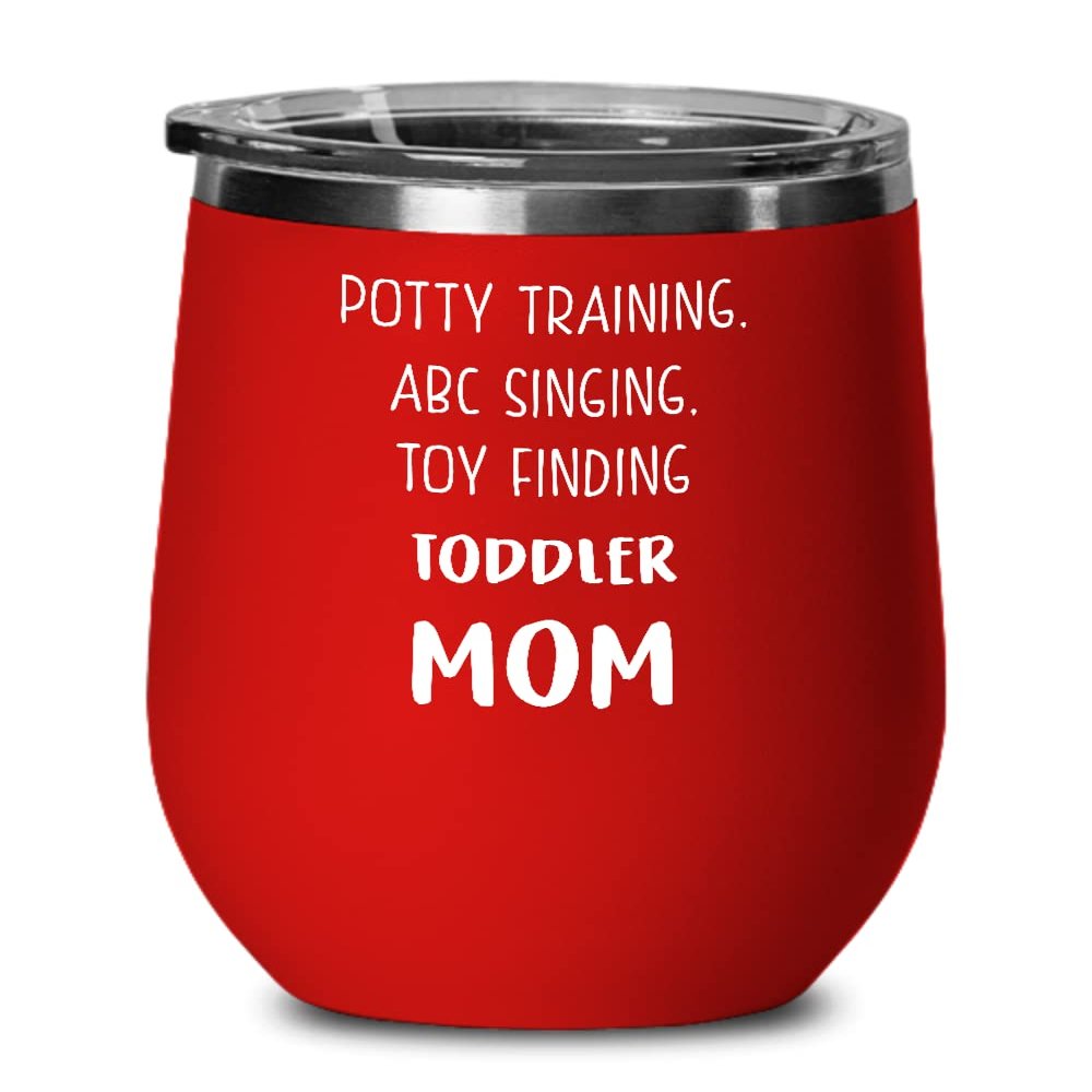 Abc Wine Tumbler - Potty training, ABC singing, toy finding toddler mom - Funny Gift idea 12oz, red