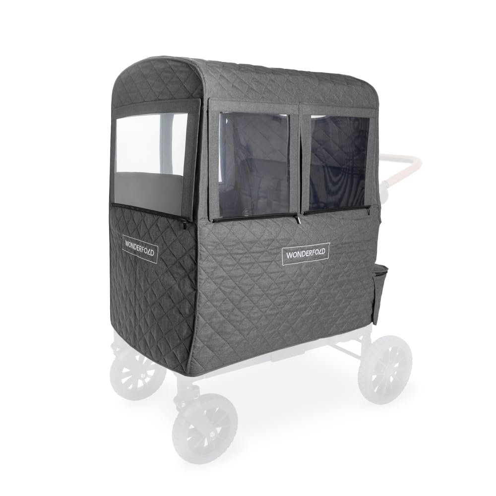 WONDERFOLD Cold Weather Shield Stroller Cover for Winter Made of Premium Breathable Cationic Fabric Filled with Cotton for Warmth, Hook-and-Loop Window Openings (Fts Only W4 Elite/Luxe)