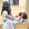 Playtime by Eimmie 18 Inch Doll Clothes and Accessories - Retro Flower Outfit with Tie-Dye Shirt, Fringe Vest, Jeans, Sandals & Flower Crowns - Fits American, Generation & Similar 18 Dolls for Girls view 2
