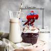 18pcs Red Glitter Ice Hockey Happy Birthday Icon Symbol Cupcake Topper sports Competition Theme Decor Supplies Boy Girl Family Birthday Decorations view 2