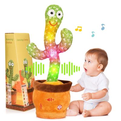 Volume Adjustable Dancing Talking Cactus, Singing Repeating Recording Mimicking Cactus Baby Toys, Interactive Learning Tummy Time Toy for Toddler Boys Girls, Stocking Stuffers for Kids, for Grandkids