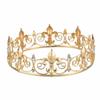 Teen's Boy's Full Round King Crown Rhinestone Crystal Hair Tiara Gold-Plate C900 view 1
