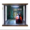 1/18 Scale Model Car Display Case - 1:18 Car Garage Display Case with Clear Acrylic Cover and LED Lighting for Die-Cast Cars, 2 Parkings Green view 1