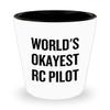 realpeoplegoods RC Planes Gift - RC Aircraft Ceramic Shot Glass - RC Plane Pilot Present - Radio Controlled Aircraft - World's Okayest Rc Pilot view 1