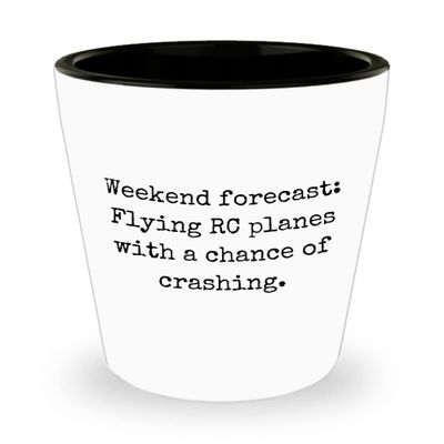 realpeoplegoods RC Planes Gift - RC Aircraft Ceramic Shot Glass - RC Plane Pilot Present - Radio Controlled Aircraft - Rc Planes With A Chance Of Crashing