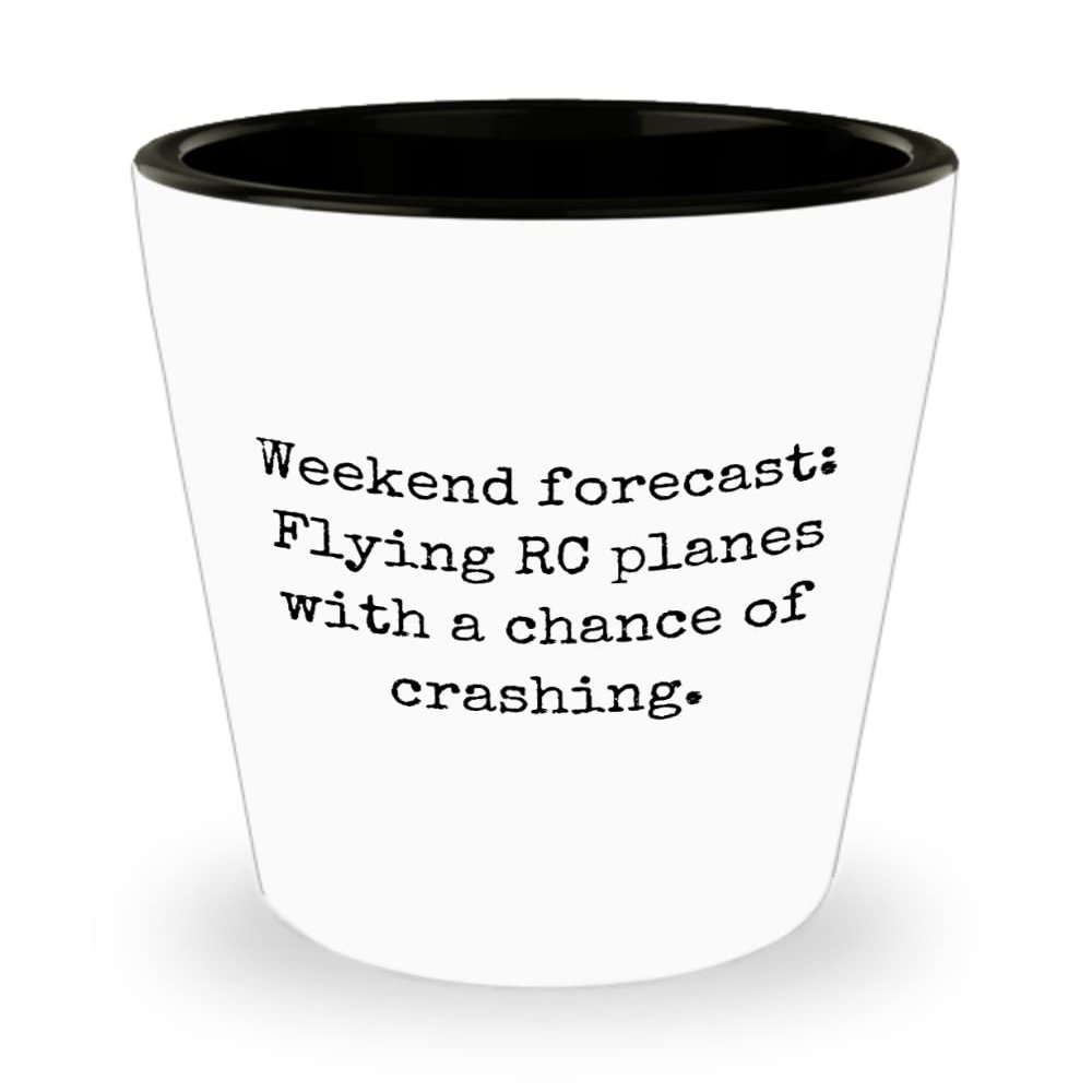 realpeoplegoods RC Planes Gift - RC Aircraft Ceramic Shot Glass - RC Plane Pilot Present - Radio Controlled Aircraft - Rc Planes With A Chance Of Crashing