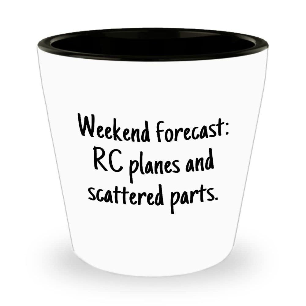 realpeoplegoods RC Planes Gift - RC Aircraft Ceramic Shot Glass - RC Plane Pilot Present - Radio Controlled Aircraft - Rc Planes And Scattered Parts
