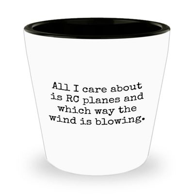 realpeoplegoods RC Planes Gift - RC Aircraft Ceramic Shot Glass - RC Plane Pilot Present - Radio Controlled Aircraft - All I Care About Is Rc Planes