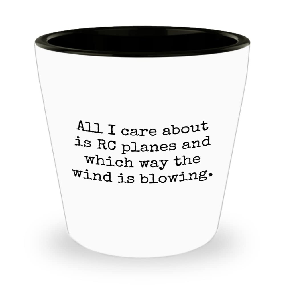 realpeoplegoods RC Planes Gift - RC Aircraft Ceramic Shot Glass - RC Plane Pilot Present - Radio Controlled Aircraft - All I Care About Is Rc Planes