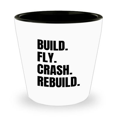 realpeoplegoods RC Planes Gift - RC Aircraft Ceramic Shot Glass - RC Plane Pilot Present - Radio Controlled Aircraft - Build Fly Crash Rebuild