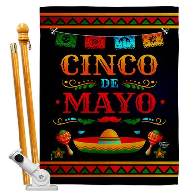 Ornament Collection Party de Mayo House Flag Set Summertime Cinco Cactus Pinata Sombrero Mexican Fiesta Outdoor Decoration Banner Small Garden Yard Gift Double-Sided, Made in USA