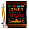 Ornament Collection Party de Mayo House Flag Set Summertime Cinco Cactus Pinata Sombrero Mexican Fiesta Outdoor Decoration Banner Small Garden Yard Gift Double-Sided, Made in USA view 1