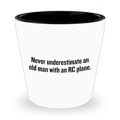 realpeoplegoods RC Planes Gift - RC Aircraft Ceramic Shot Glass - RC Plane Pilot Present - Radio Controlled Aircraft - Old Man With An Rc Plane