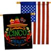 Ornament Collection Viva de Mayo House Flag Pack Summertime Cinco Party Cactus Pinata Sombrero Mexican Fiesta Outdoor Applique Decoration Banner Small Garden Yard Gift Double-Sided, Made in USA view 1