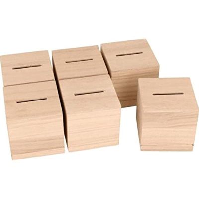 Artemio Set of 6 Square Pie Boxes in Wood - 6 x 6 x 6 cm