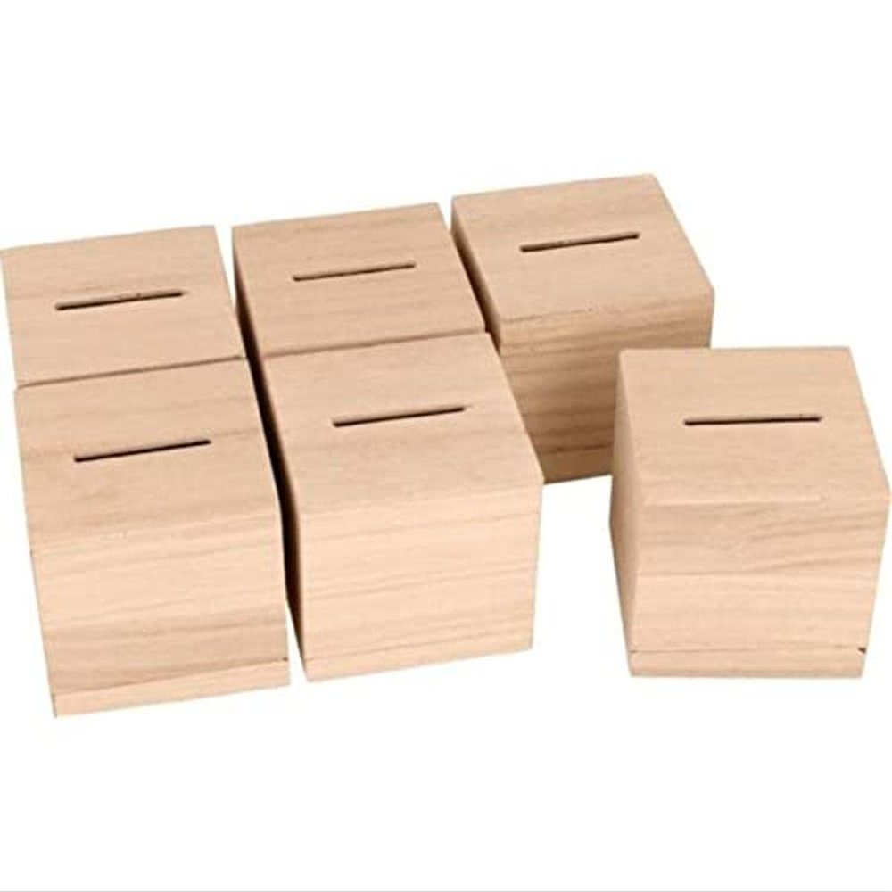 Artemio Set of 6 Square Pie Boxes in Wood - 6 x 6 x 6 cm