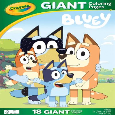 Crayola Giant Colouring Book - Bluey | 18 Pages of Bluey Colouring Fun | Includes 100 Stickers | Ideal for Kids Aged 3+