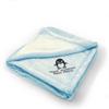 Custom Embroidery Nursery Bedding Baby Blankets for Boys & Girls Cute Penguin B Polyester Soft Plush Receiving Swaddle Blue Personalized Text Name Here view 1