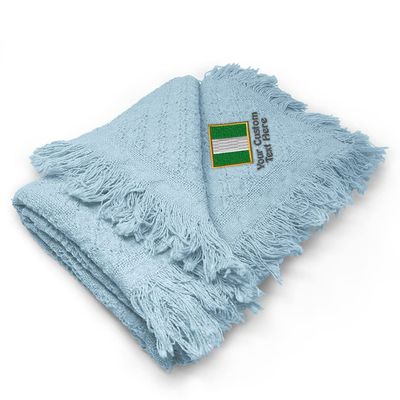 Custom Embroidery Nursery Bedding Baby Blankets for Boys & Girls Nigeria Cotton Soft Receiving Swaddle Blue Personalized Text Name Here