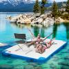 Outsunny 10 x 7ft Water Inflatable Floating Dock, Inflatable Platform Island, Large Floating Mat Raft with Air Pump & Backpack, for Pool, Beach, Ocean, White view 2