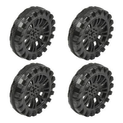 Heyiarbeit 30mm Plastic RC Car Wheel Tires DIY Model Robots 4pcs, Black