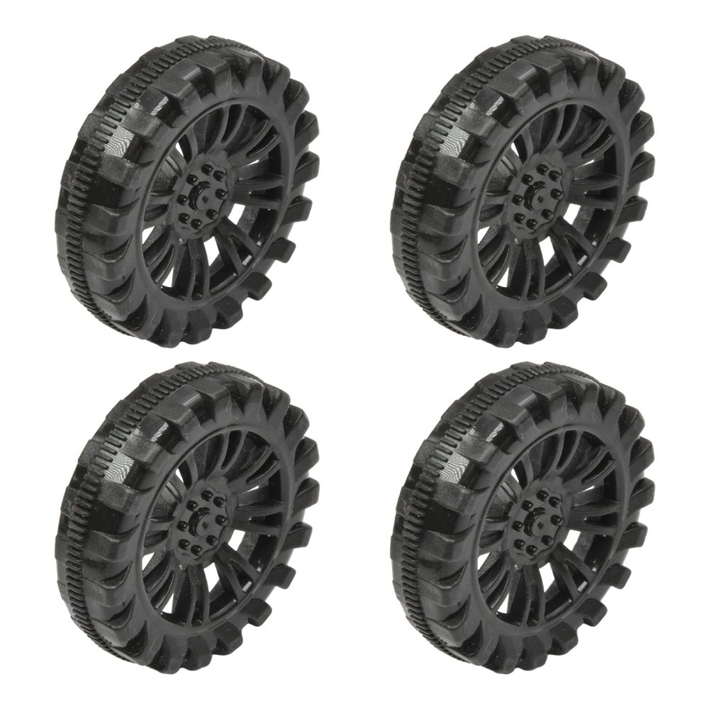 Heyiarbeit 30mm Plastic RC Car Wheel Tires DIY Model Robots 4pcs, Black