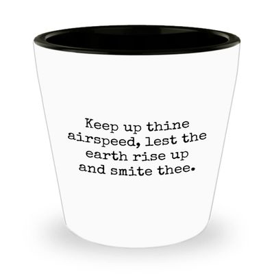 realpeoplegoods Funny RC Planes Gift - RC Aircraft Ceramic Shot Glass - RC Plane Pilot Present - Radio Controlled Aircraft - Keep Up Thine Airspeed