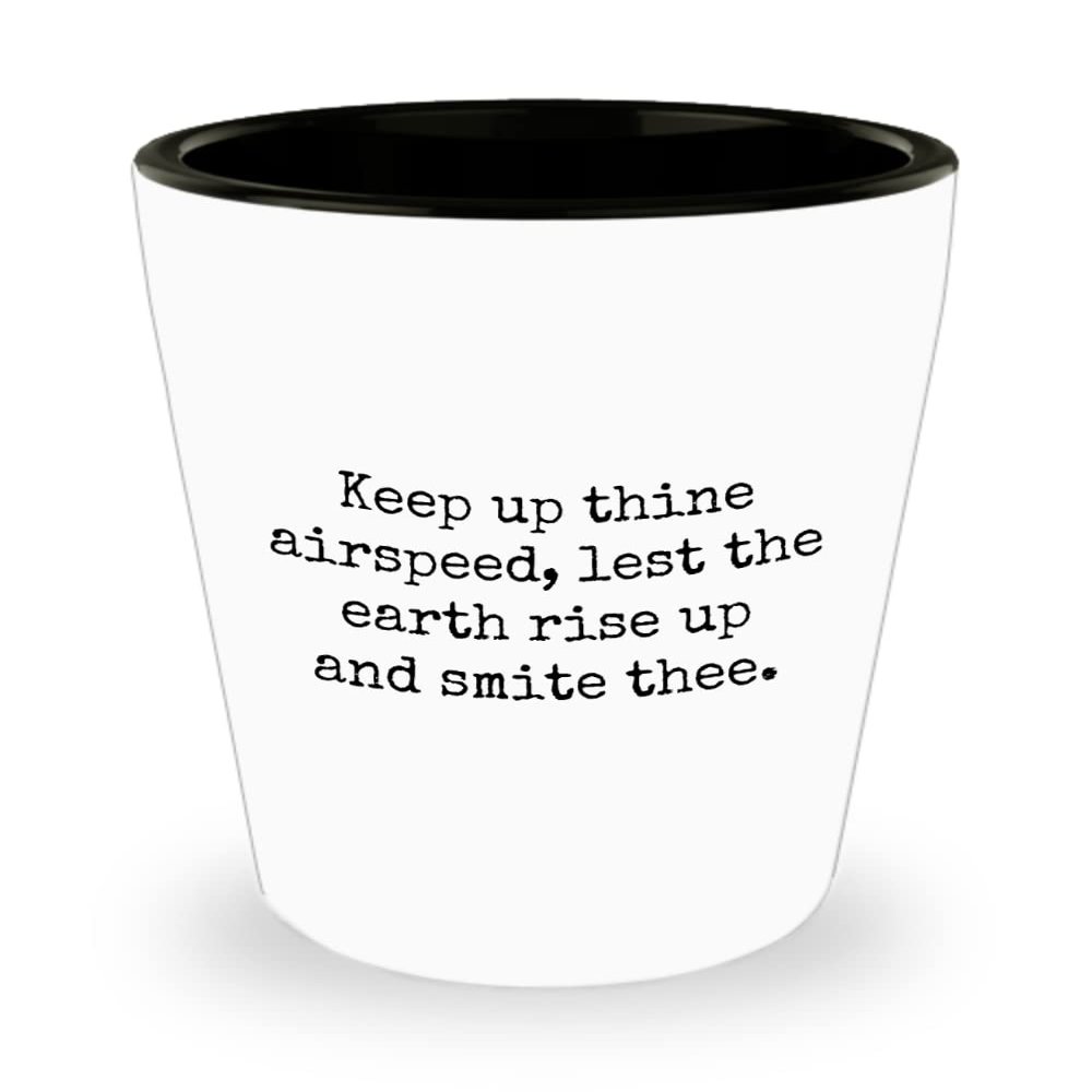 realpeoplegoods Funny RC Planes Gift - RC Aircraft Ceramic Shot Glass - RC Plane Pilot Present - Radio Controlled Aircraft - Keep Up Thine Airspeed