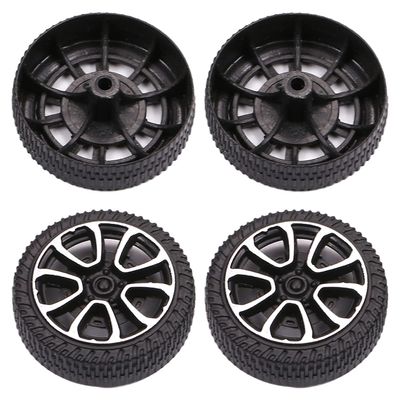 Heyiarbeit 4pcs 30mm Dia 2 Inner Hole Dia 8mm Thick Plastic RC Car Wheel Black Silver