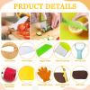 14 Pieces toddler knife, Kids Knife Set Include Wood Kids Safe Knife, Plastic Toddler Knife, Cutting Board, Apron, Y Peeler, Crinkle Cutter, Kitchen Sleeves Covers, Gloves, Sandwich Cutter view 3