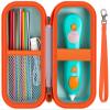GWCASE Case Compatible with 3Doodler Start+ Essentials 3D Printing Pen for Kids, Travel Organizer Carryer for Filament Refill Packs, Micro-USB Charger (Box Only)- Green with Orange Zippper view 1