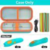 GWCASE Case Compatible with 3Doodler Start+ Essentials 3D Printing Pen for Kids, Travel Organizer Carryer for Filament Refill Packs, Micro-USB Charger (Box Only)- Green with Orange Zippper view 2