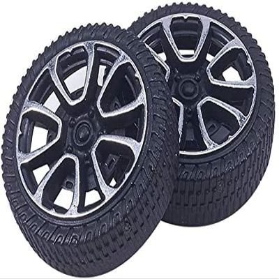 Heyiarbeit 2pcs 30mm Dia 2 Inner Hole Dia 8mm Thick Plastic RC Car Wheel Black Silver