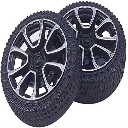 Heyiarbeit 2pcs 30mm Dia 2 Inner Hole Dia 8mm Thick Plastic RC Car Wheel Black Silver