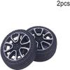 Heyiarbeit 2pcs 30mm Dia 2 Inner Hole Dia 8mm Thick Plastic RC Car Wheel Black Silver view 3