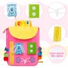 Busy Board - Toddler Backpack with Buckles and Learning Activity Toys - Develop Fine Motor Skills and Basic Life Skills - Learn to Tie Shoes - Children's Travel Toy (Pink) view 4
