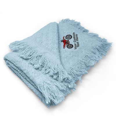 Custom Embroidery Nursery Bedding Baby Blankets for Boys & Girls Red Dirt Bike Style A Cotton Soft Receiving Swaddle Blue Personalized Text Name Here