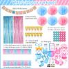 124 Pcs Gender Reveal Decorations Kit, Party Supplies With 36'' Balloon, Boy OR Girl Foil Balloon, Paper Pompoms, Tablecloth, Photo Props view 3