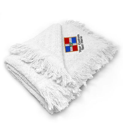 Custom Embroidery Nursery Bedding Baby Blankets for Boys & Girls Dominican Republic Cotton Soft Receiving Swaddle White Personalized Text Name Here