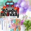 Red Glitter Fire Truck Happy Birthday Black Cake Topper Firefighter Fireman Theme Decor Supplies Baby Shower Birthday party Decorations view 3