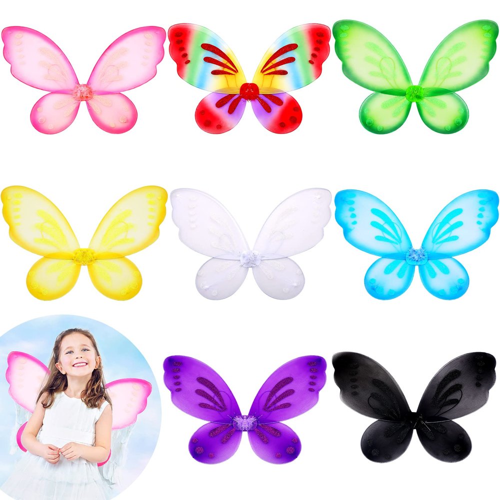 XunYee 8 Pcs Halloween Fairy Wings Dress up Butterfly Wings Halloween Fairy Princess Custom for Women Adult Princess Birthday Party, 8 Colors, 22.4 x 18.5 Inch(Colorful)