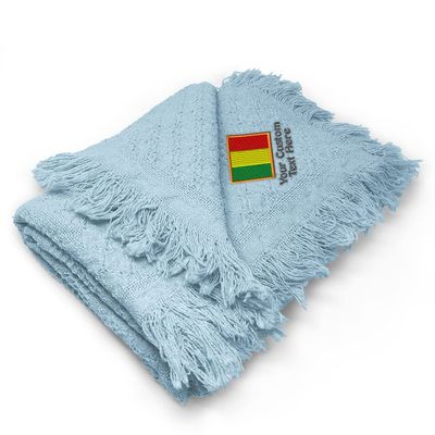 Custom Embroidery Nursery Bedding Baby Blankets for Boys & Girls Mali Cotton Soft Receiving Swaddle Blue Personalized Text Name Here