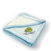 Custom Embroidery Nursery Bedding Baby Blankets for Boys & Girls Emoji Smiley Happy Face Polyester Soft Plush Receiving Swaddle Blue Personalized Text Name Here view 1