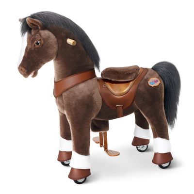 PonyCycle Riding Horse Ride on Horse Advanced Model Y Riding Pony Unicorn Toy (35.4" Height/Size 4 for Kids Ages 47) Birthday Gift for Kids with Brake Chocolate Brown Y476