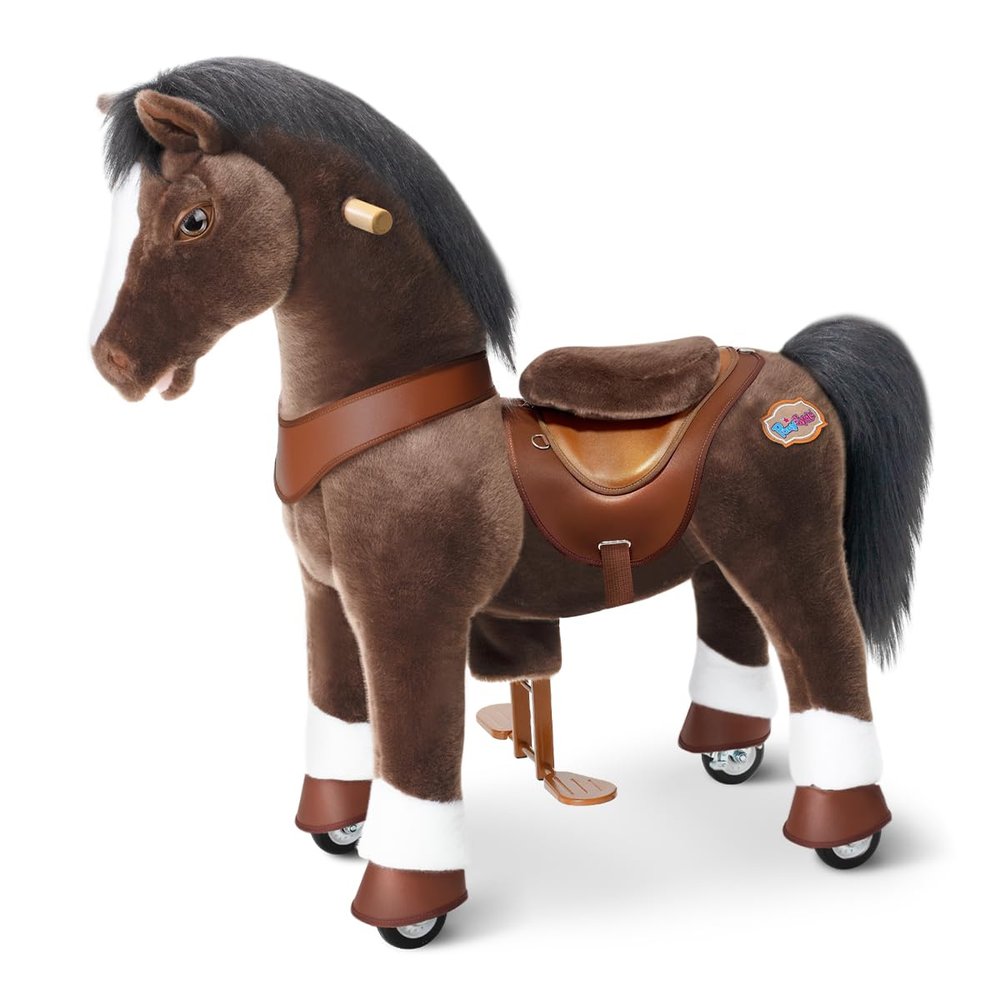 PonyCycle Riding Horse Ride on Horse Advanced Model Y Riding Pony Unicorn Toy (35.4" Height/Size 4 for Kids Ages 47) Birthday Gift for Kids with Brake Chocolate Brown Y476
