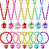 Sureio 7 Sets Girl Dress up Jewelry Toddler Princess Bracelet Necklaces Kids Valentine's Day Costume Jewelry Set for Girl Tea Costume Party(Oval, Heart Pendant) view 1