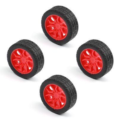 Heyiarbeit 30mm Rubber RC Car Wheel Tires DIY Model Robots 4pcs Red and Black