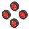 Heyiarbeit 30mm Rubber RC Car Wheel Tires DIY Model Robots 4pcs Red and Black view 1